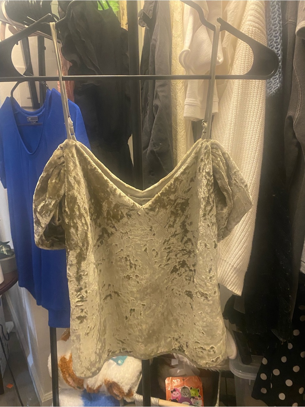 Off-Shoulder Short Sleeve Top - Olive